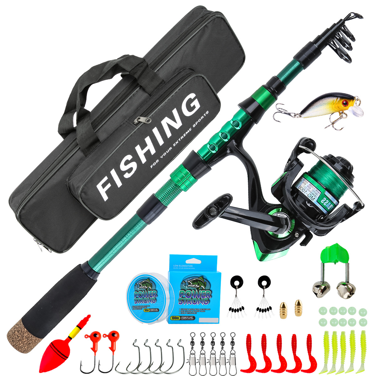 Fishing Line Box - 1.8미터 그린 카본 파이버 텔레스코픽 루어